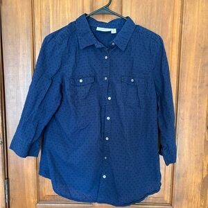 St. John's Bay Dark Blue Casual Button Down Shirt